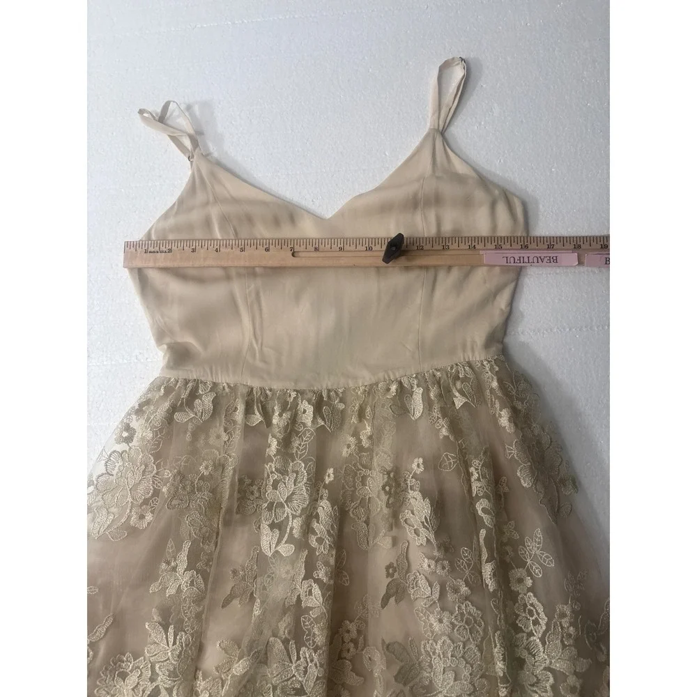 Alice + Olivia Juliane Lace Mini Dress Cream Bridal Ballerina Deep V Back S